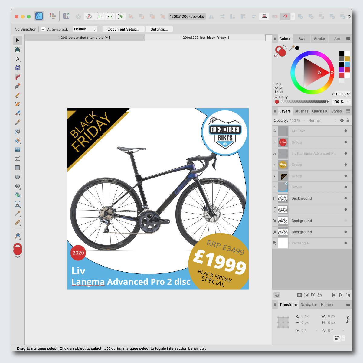 A promotional graphic for a small business being created in a design application, showcasing content creation for social media.